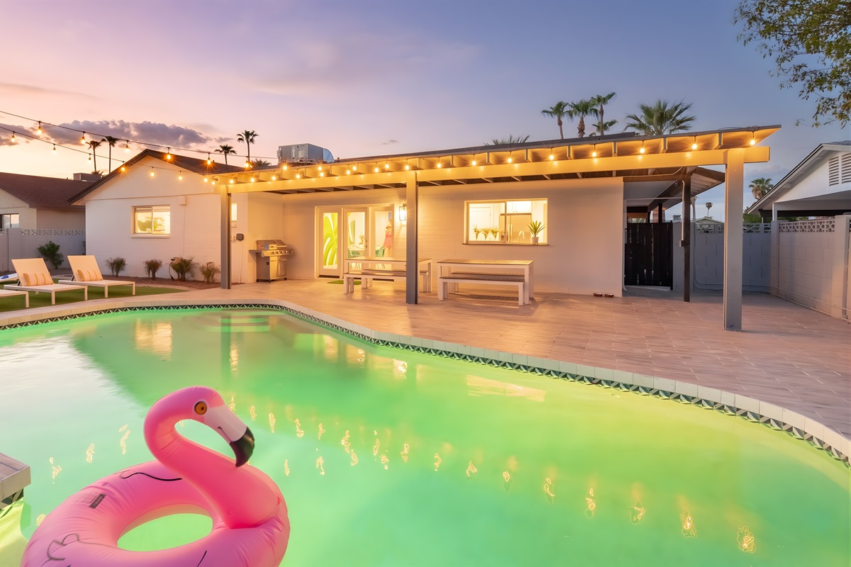 Enjoy a beautiful evening poolside