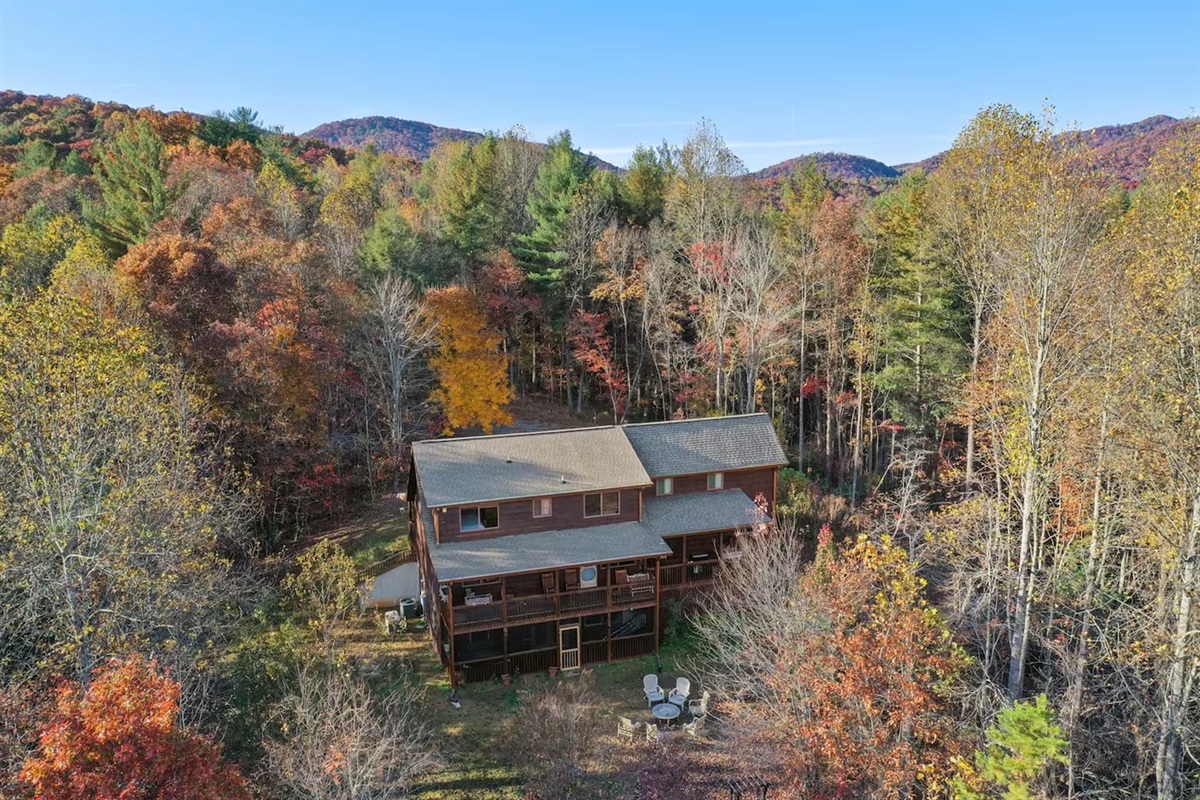 Aerial view above cabin