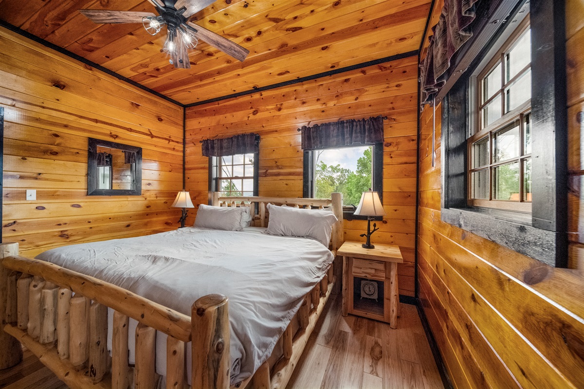 Each bedroom has a king mattress from the Bellagio Hotel Collection, large closet, large T/V, 2 night stands and views out every window.