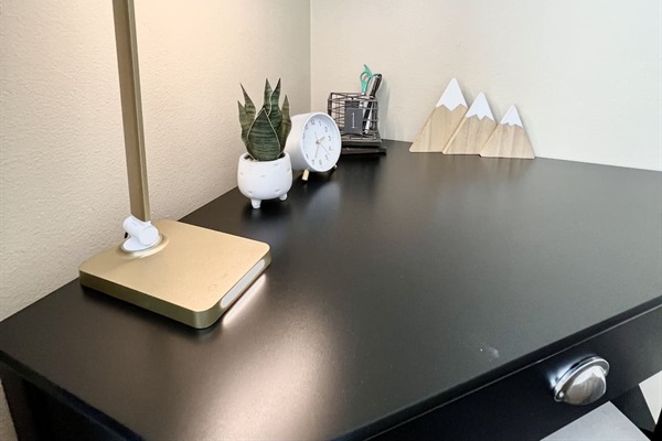 Our guests love having a cozy nook, perfect for remote work or planning your next adventure.