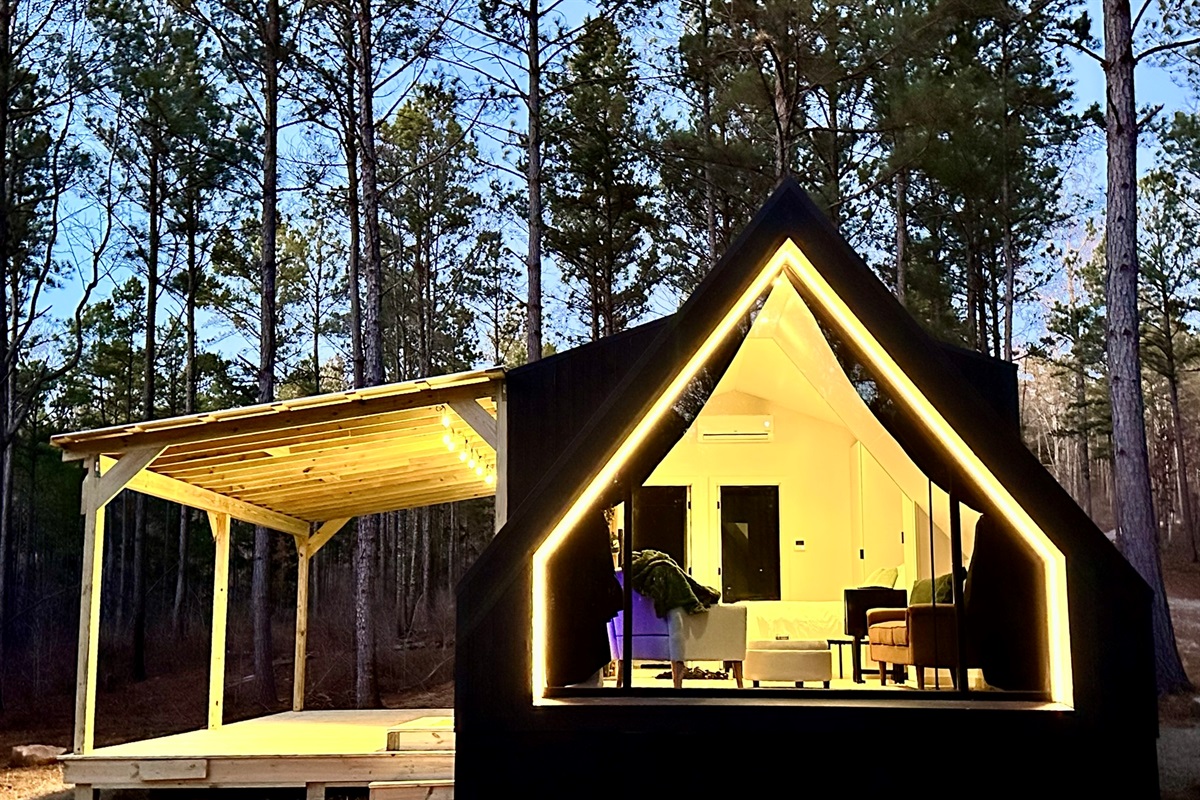A Frame Cabin with Covered Porch