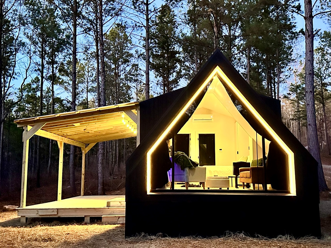 A Frame Cabin with Covered Porch