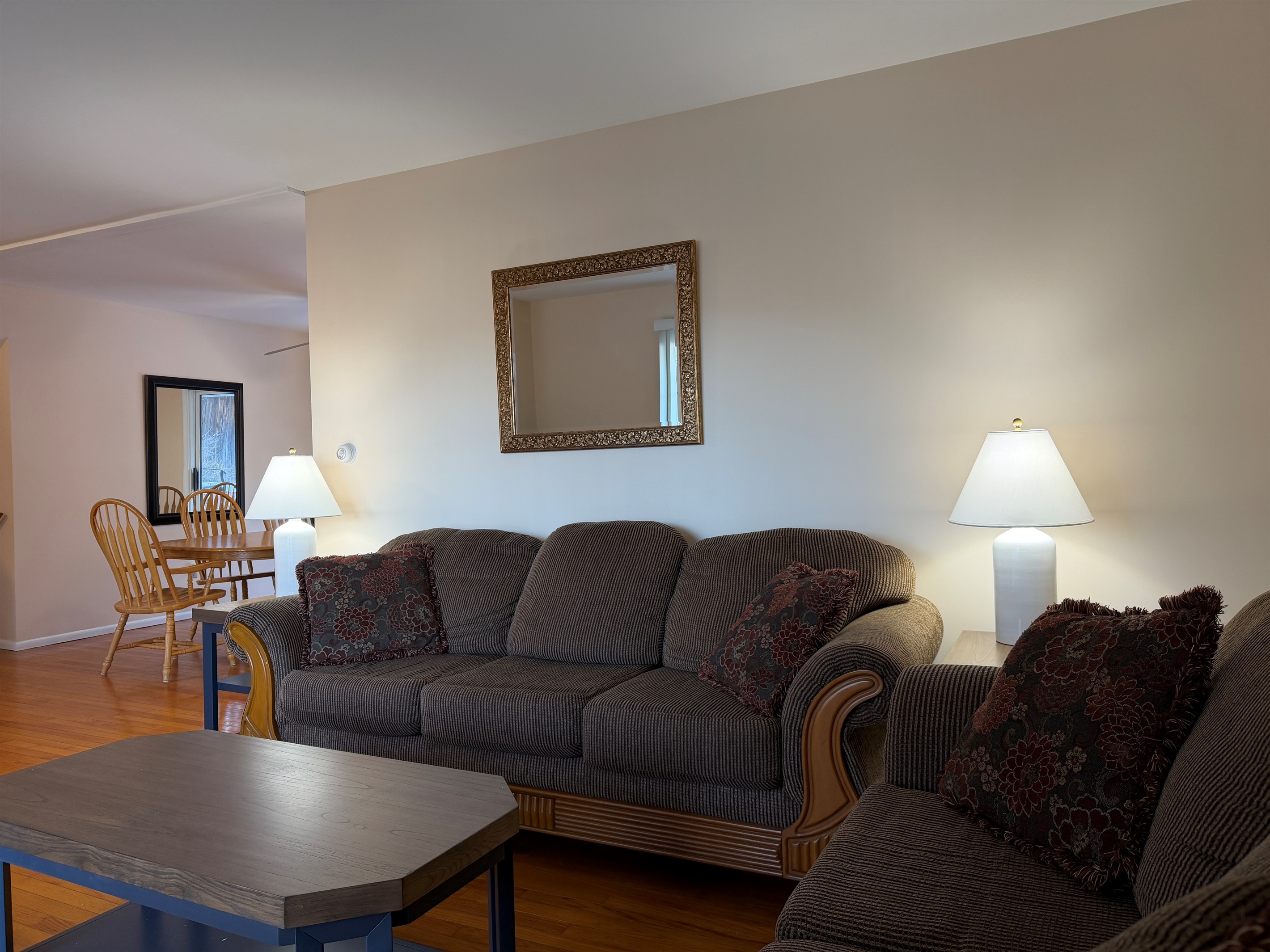 Living room with dining beyond