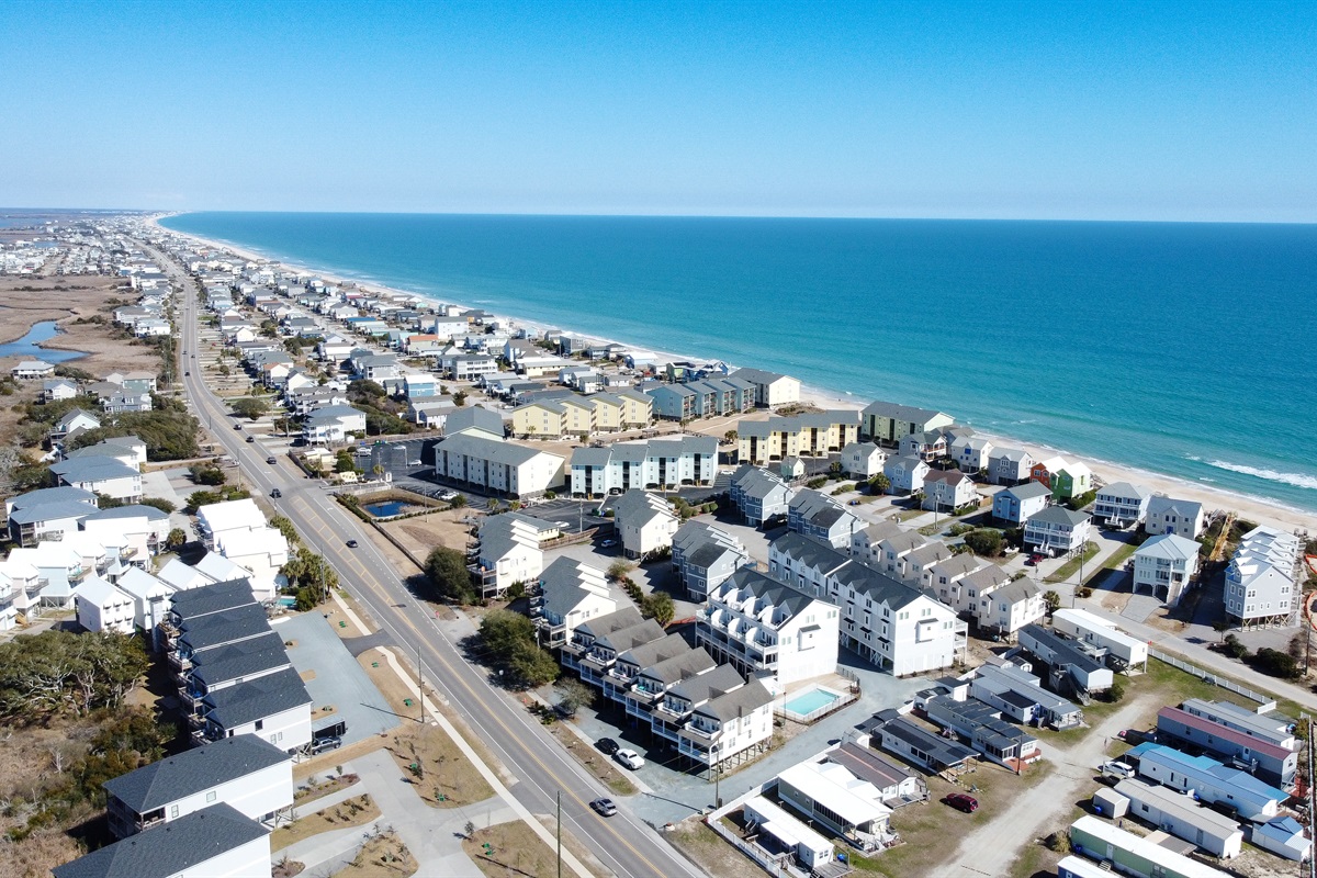 Surf City stretches along the ocean