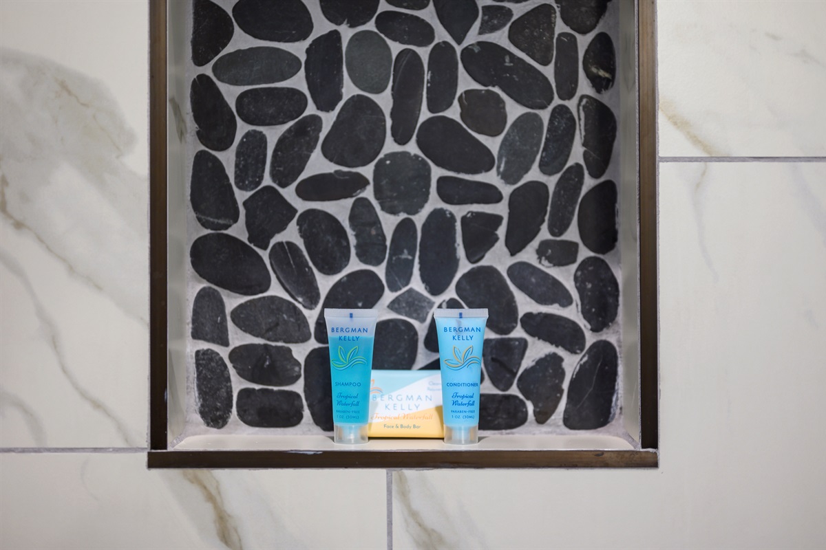 Stylish shower niche with elegant detailing
