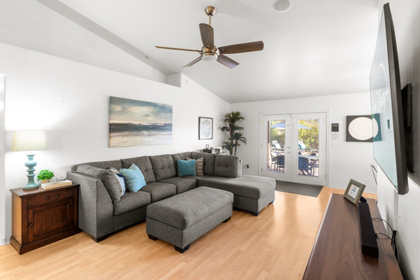 Comfy living space for movies and sports on tv