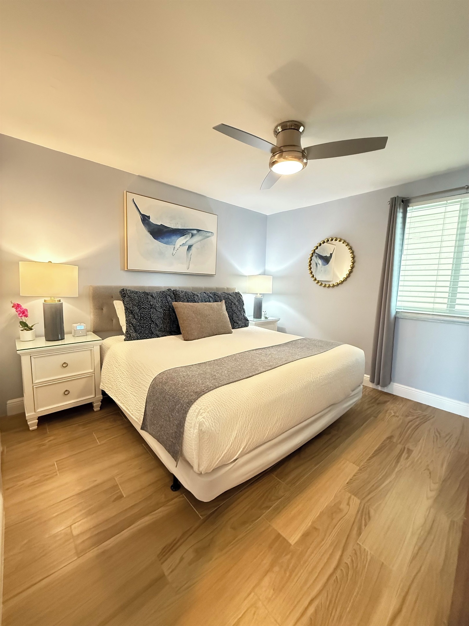 King bed and a 55” flat screen Smart TV