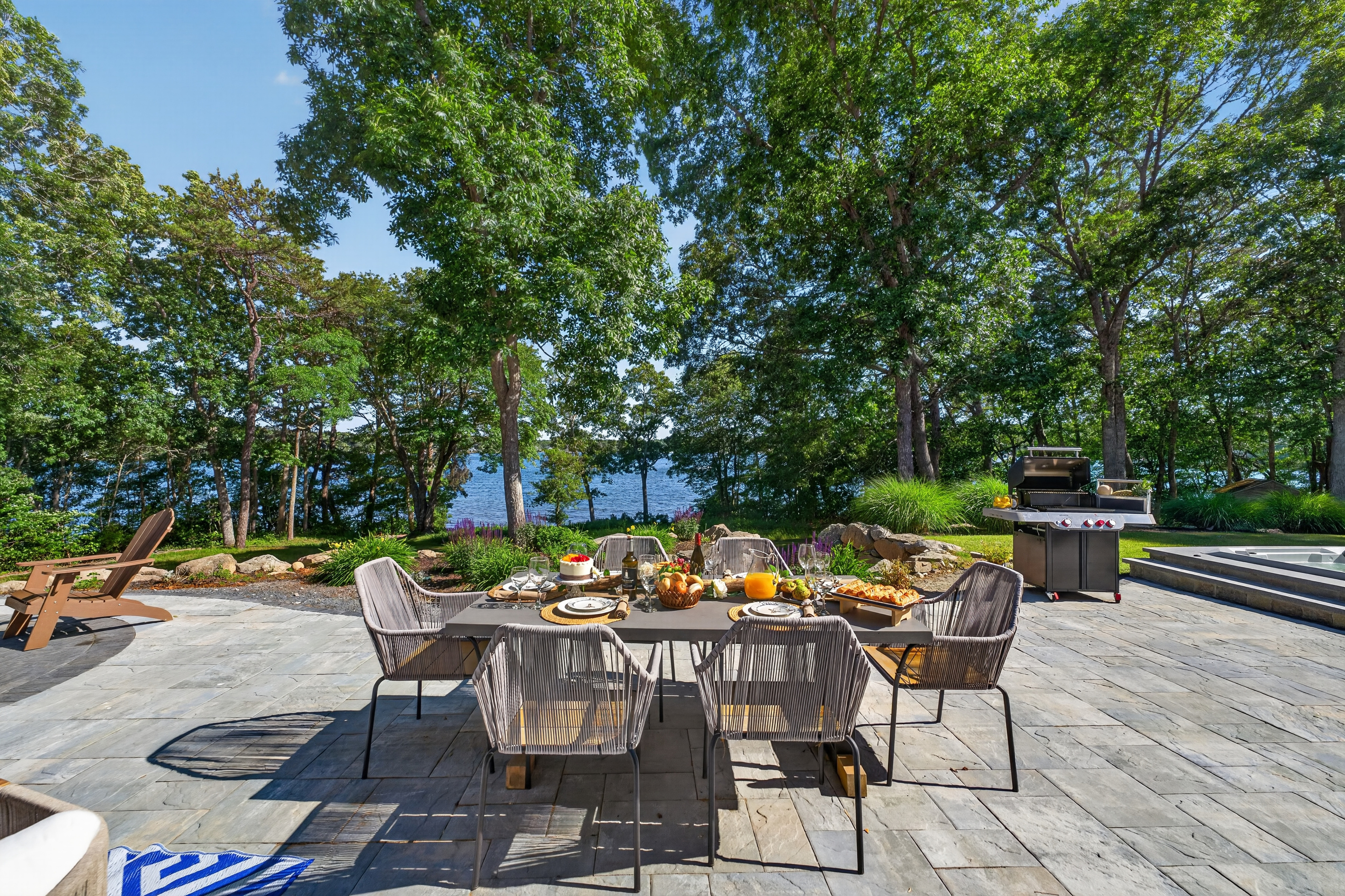 Lakeside dining with a built-in view—grill, eat, and relax just steps from the water.
