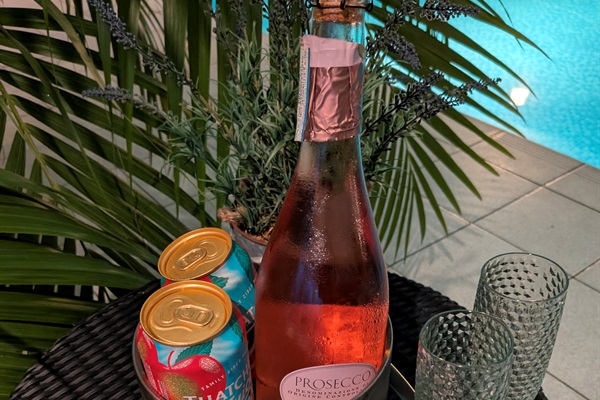 Ice bucket, bottle of prosecco, non-glass flutes, hot-tub & pool. How do you want to spend your evening?