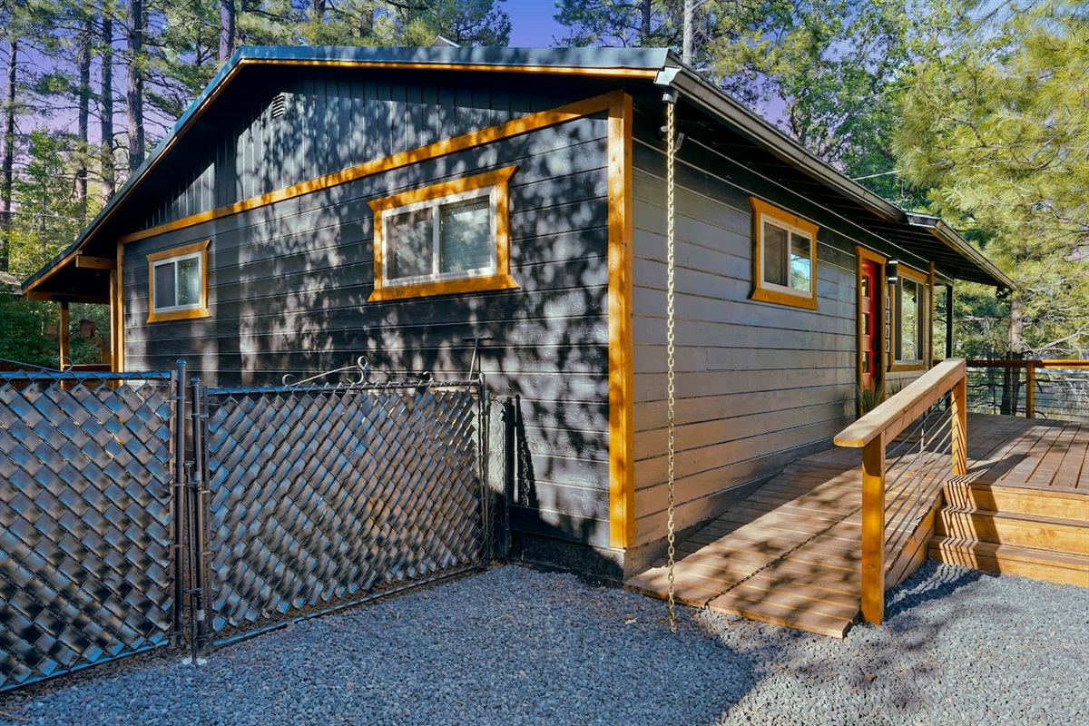 Wheelchair ramp available, everyone is welcome. RV gate to pull in the RV, too!