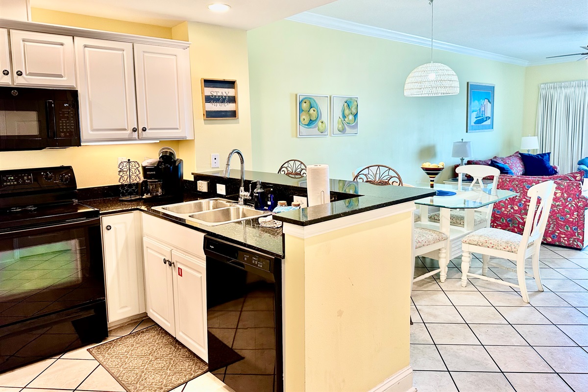 Granite countertops and nice appliances!