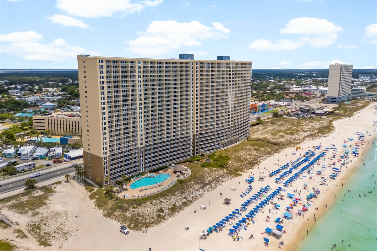 Steps from the sand and surf! Soak up the sunshine at this stunning beachfront resort in Panama City Beach—your perfect escape with breathtaking Gulf views, beach service, and a pool just outside your door.