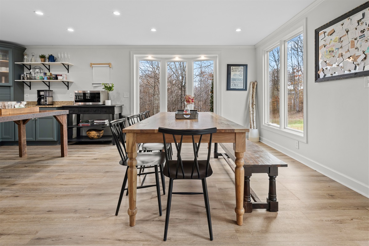 Dining with a view where you may see turkey, deer & other wildlife while eating.