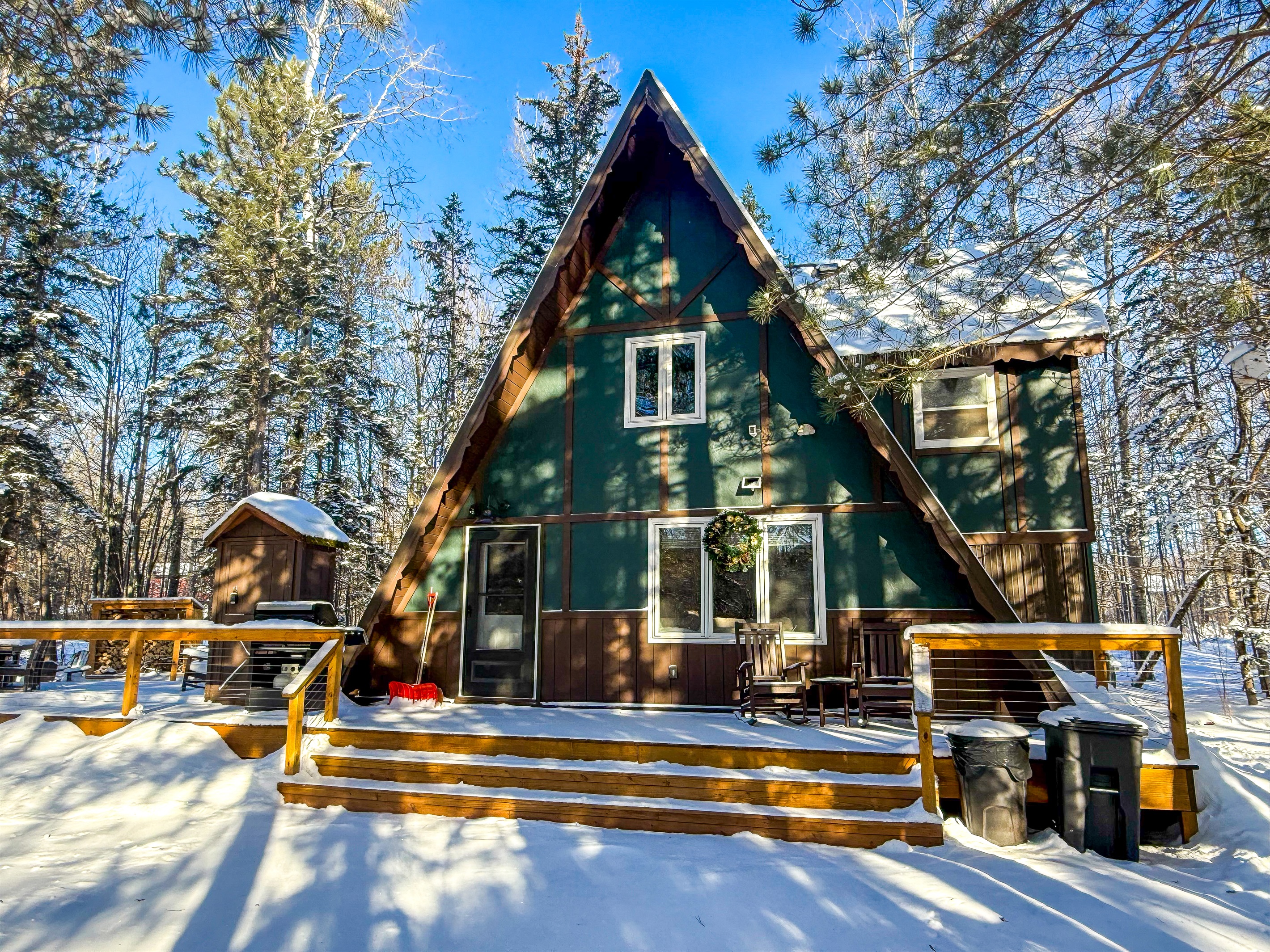 Welcome to Rocky Pines U.P. - A Classic A-Frame chalet updated to make your Upper Peninsula getaway a memorable experience for all the right reasons!   The Upper Peninsula voted #1 destination for Fall!  Make it home for skiing, snowmobiling or whatever!