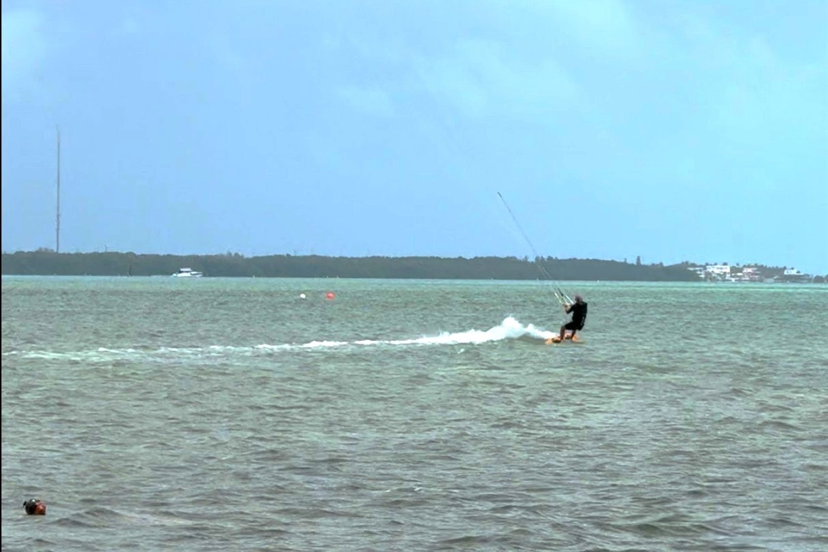 Kite surfing off beach