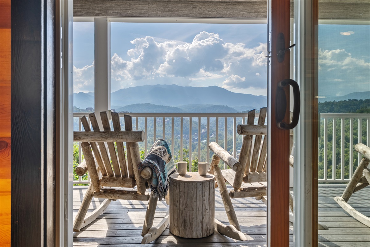 This is the view from inside as you head out to gaze at the amazing view. Great for sipping your favorite beverage.