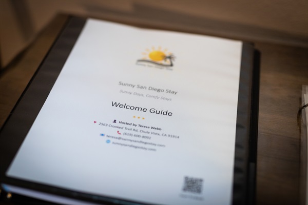 Welcome guide with helpful information for your stay