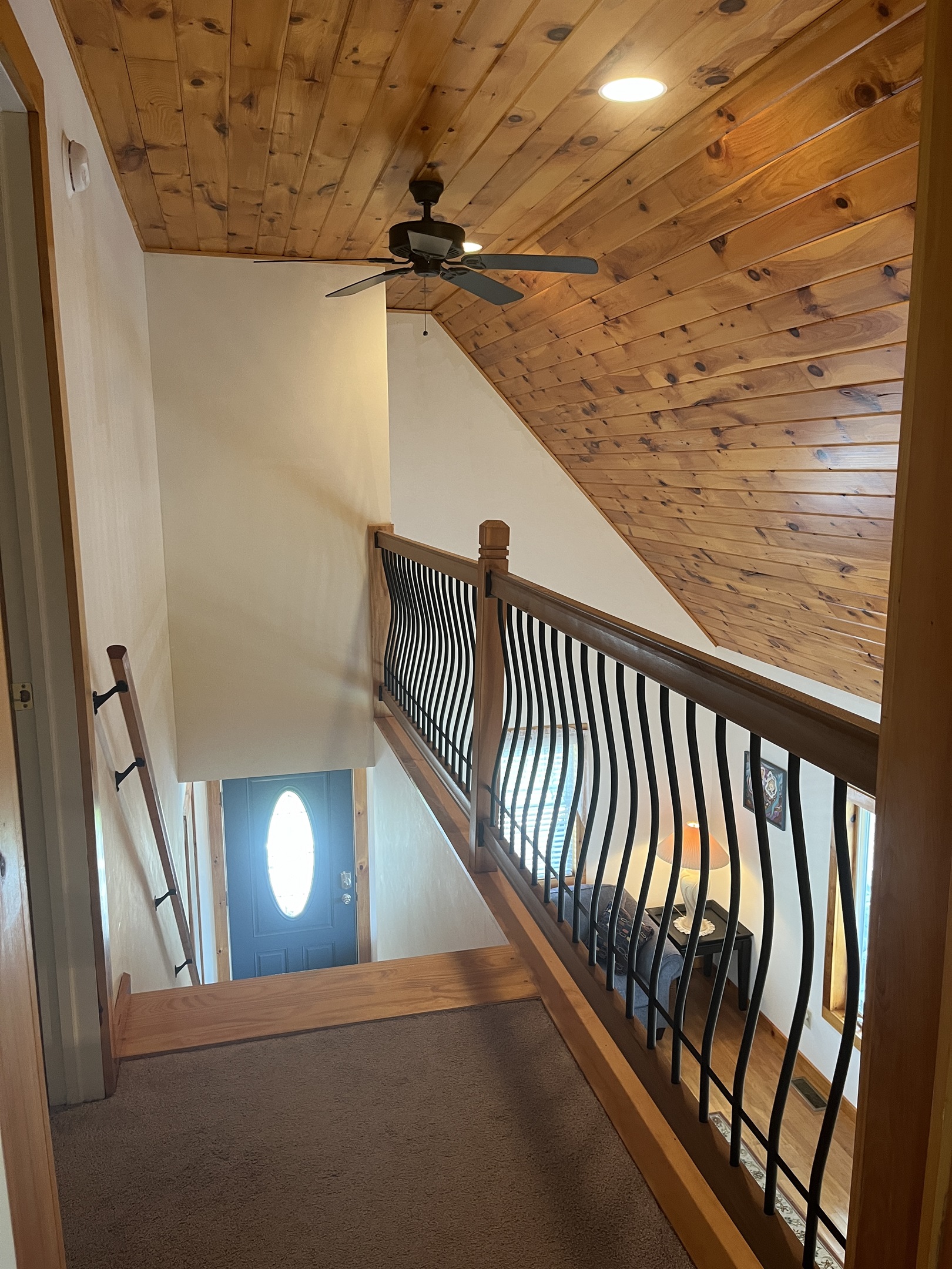 Vaulted ceilings from the living room up