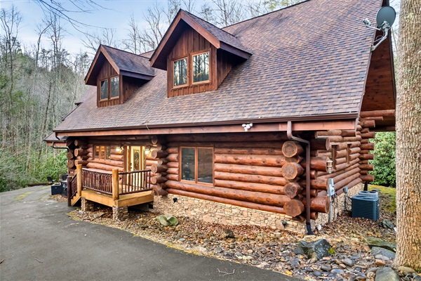 Your Smoky Mountain Retreat awaits in your private true log cabin on 2 acres with mountain stream