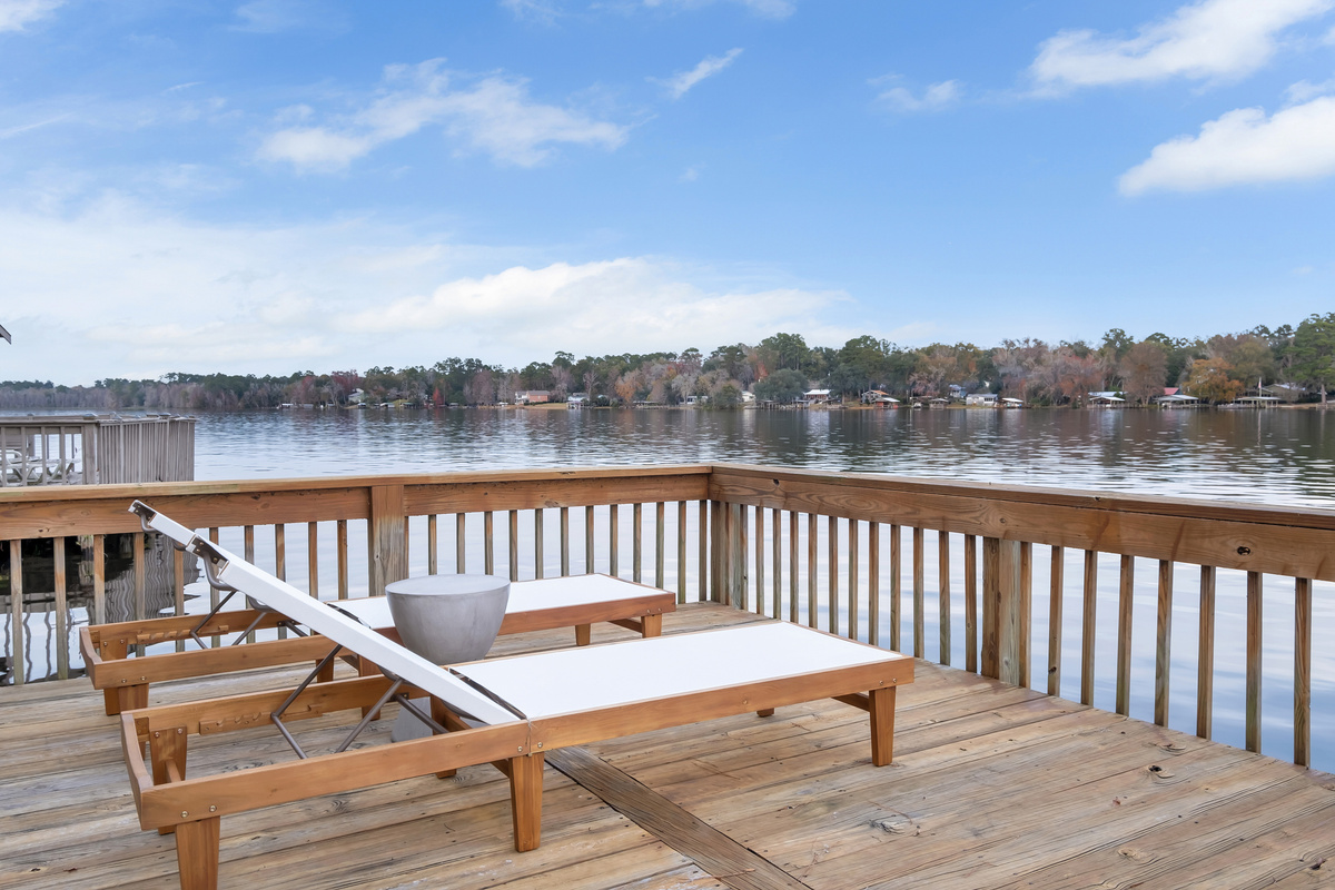 Sun loungers on the dock