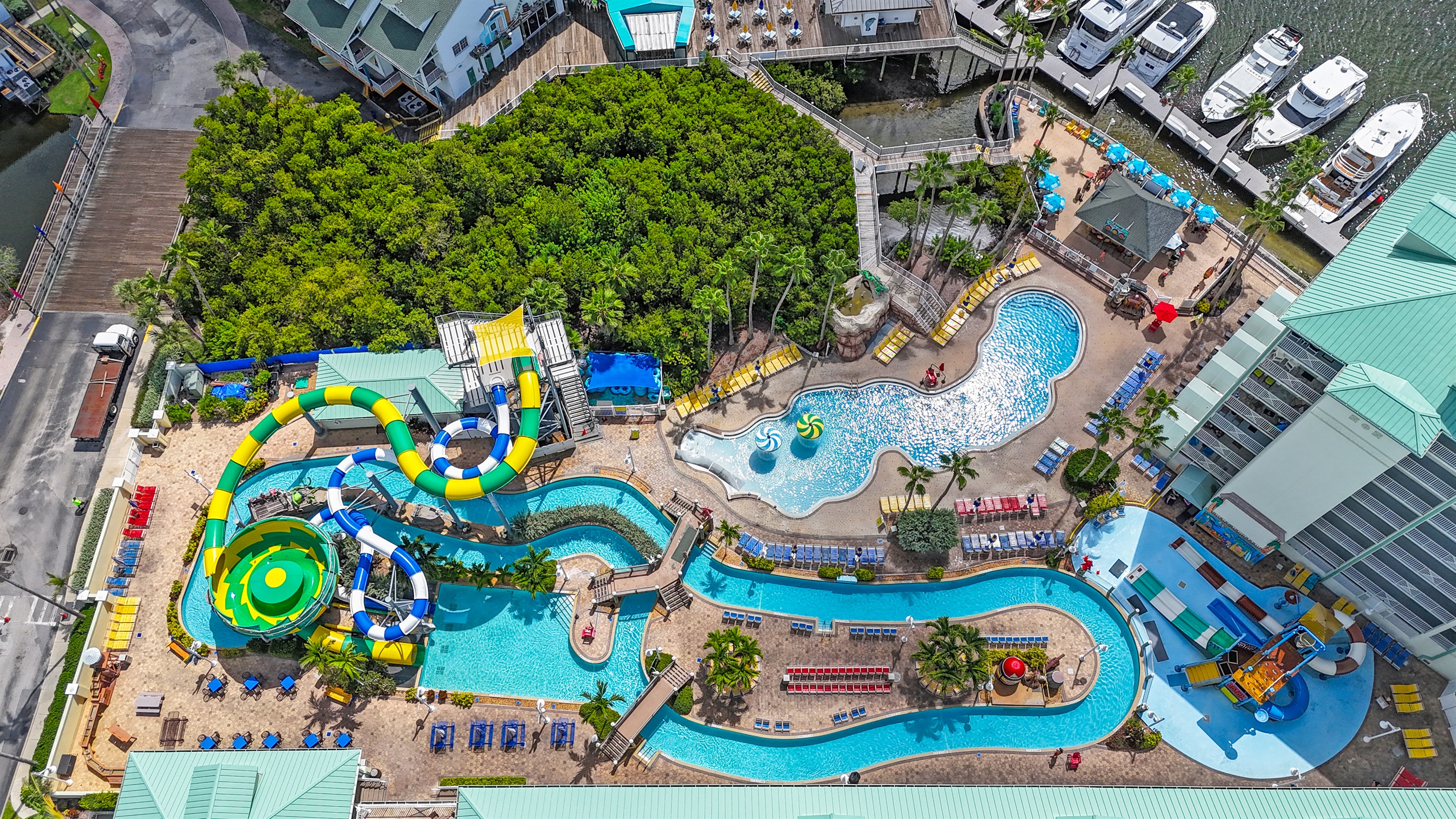 Bird's eye view of water park
