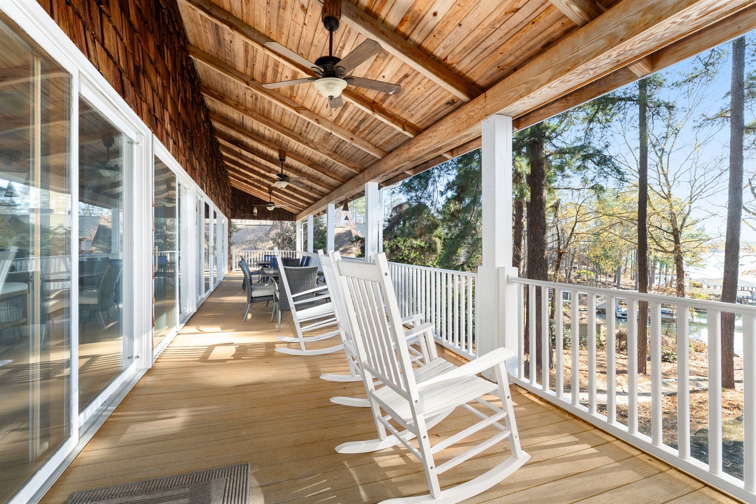 Relax on the LARGE porch while looking at the lake!