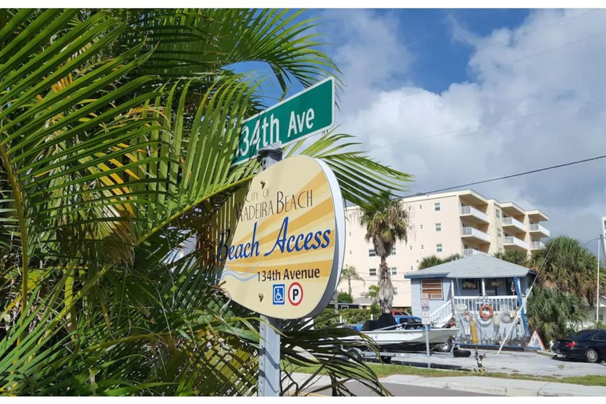 Beach access directly across road, 134th St