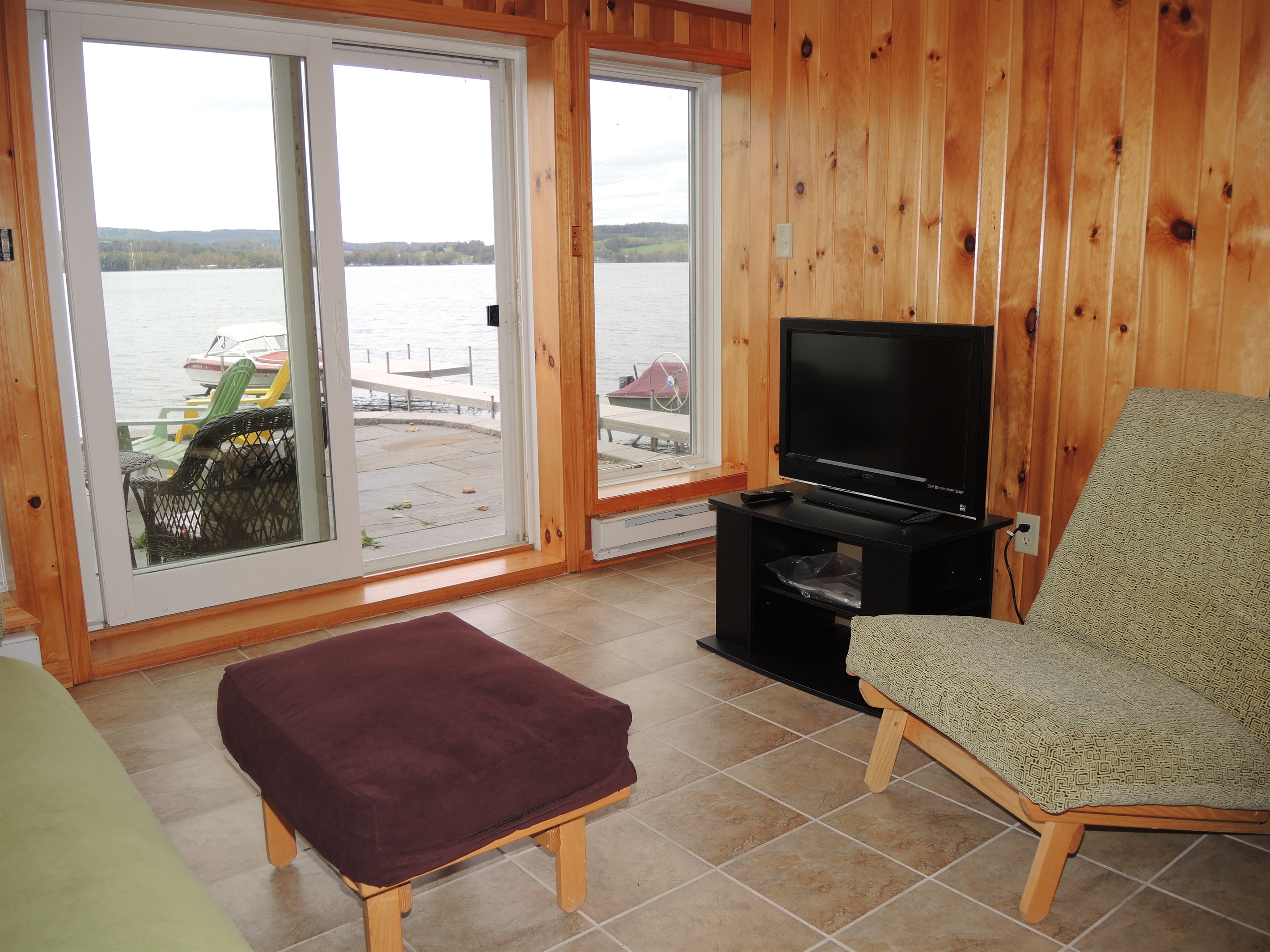 Living room, walk out to patio and lakefront
