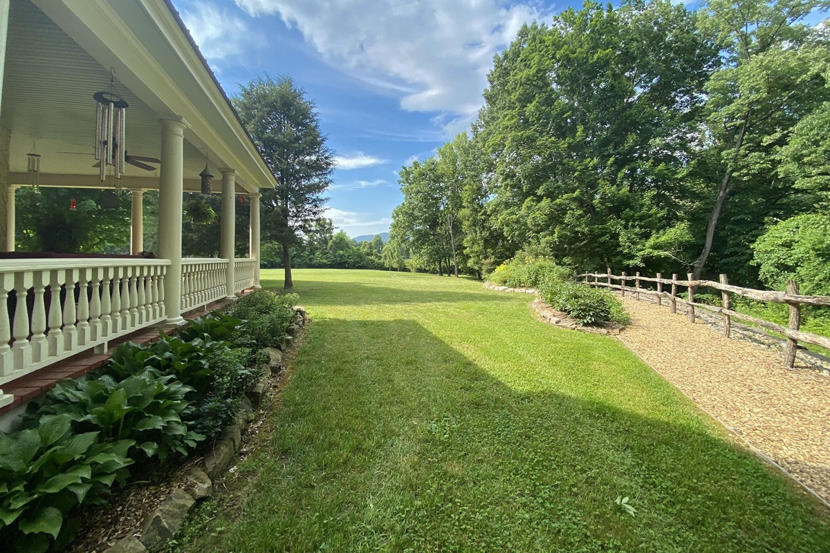 Side lawn beside the porch