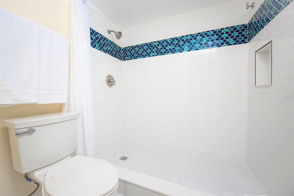 Newly renovated master bathroom with walk in shower. 