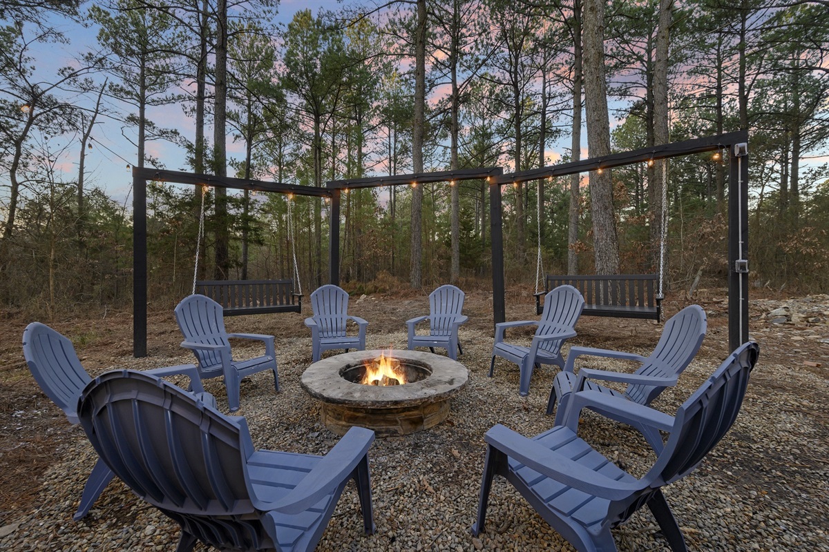 Surrounded by forest calm and glowing embers — the ultimate spot to unwind and reconnect.