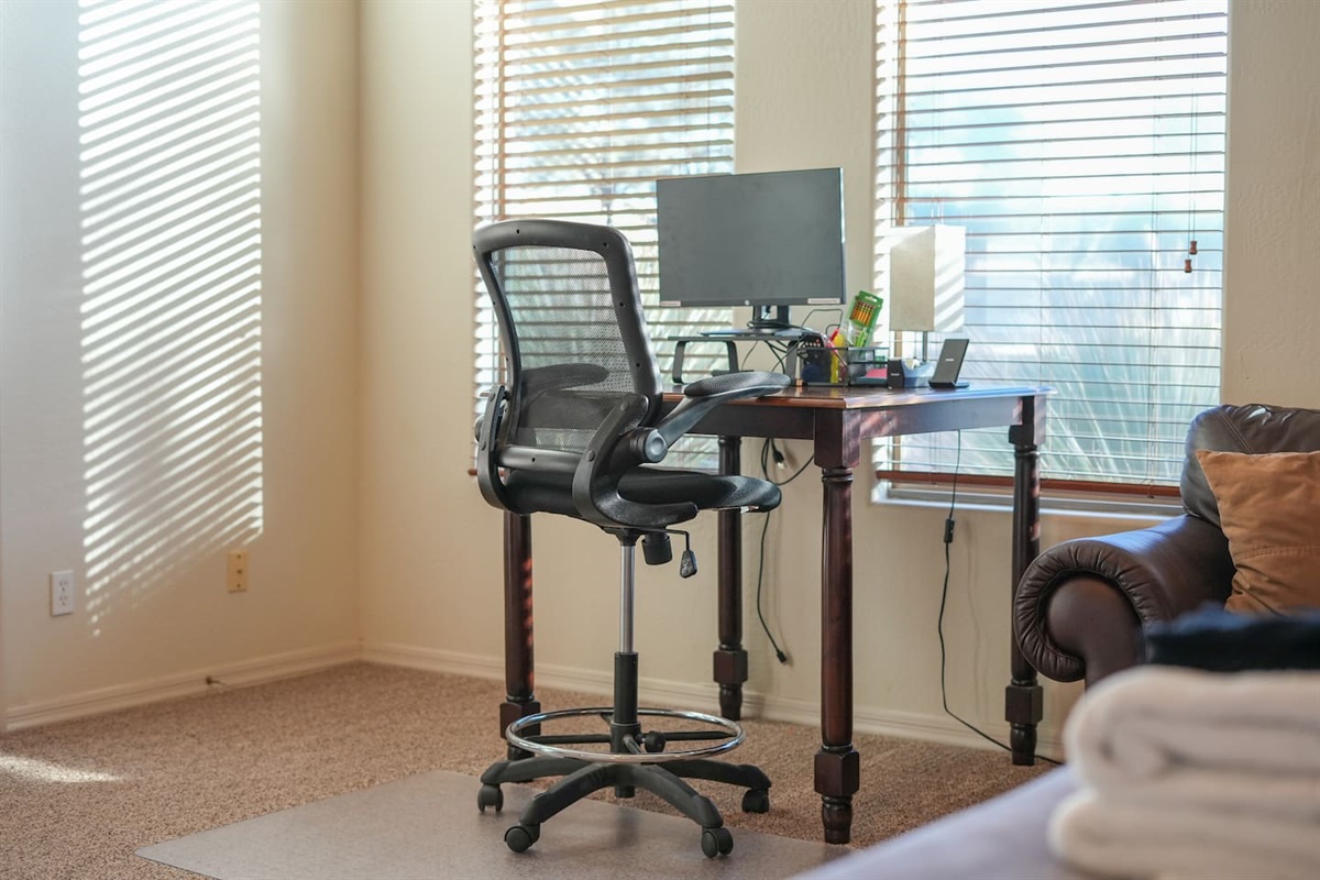 Dedicated work desk ideal for remote work or extended stays