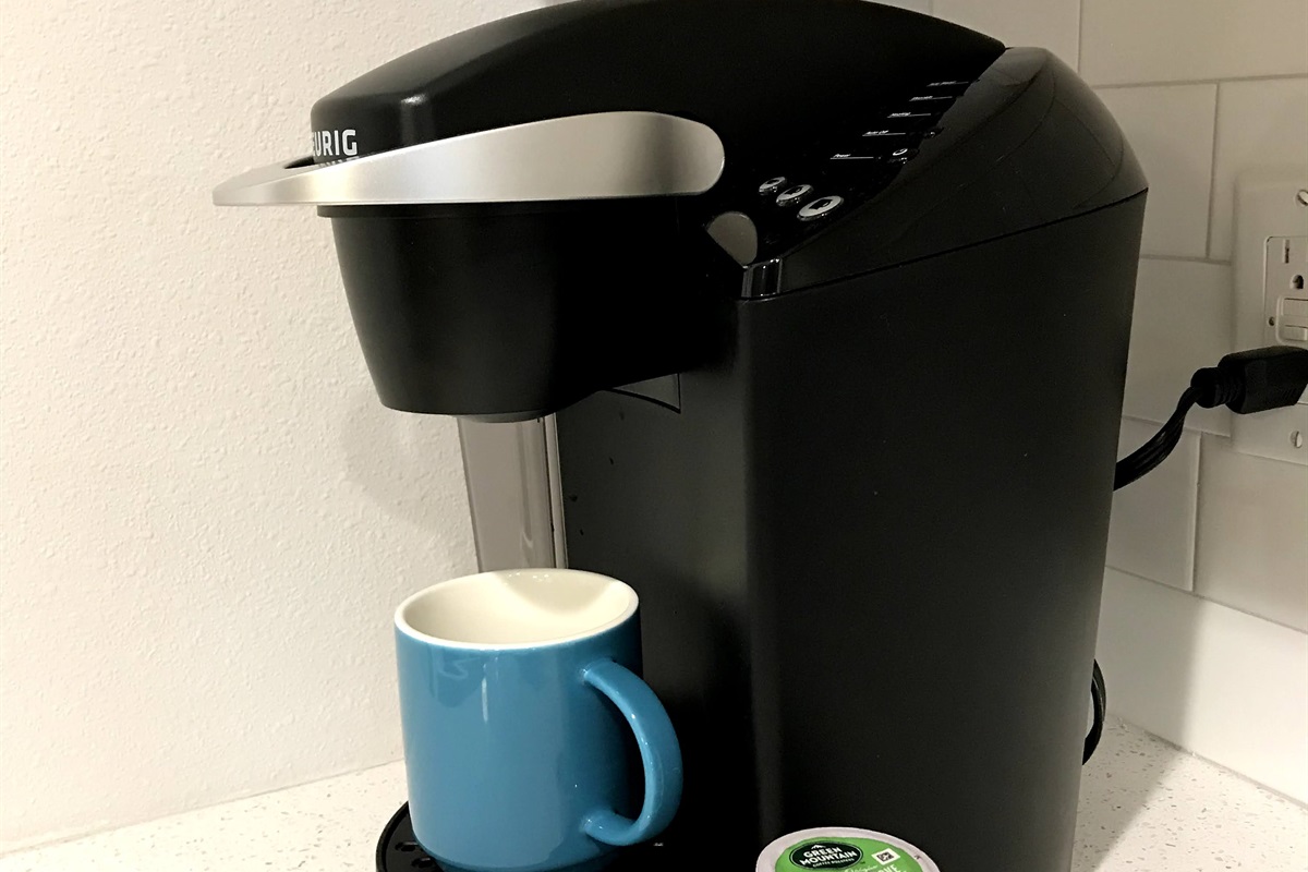 Keurig coffee maker + delicious coffee K cups. Next stop: balcony!