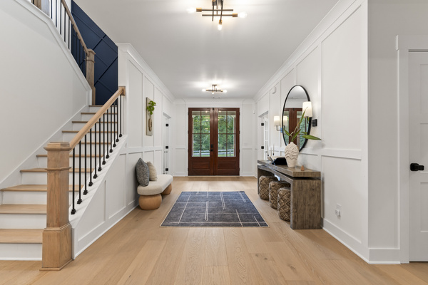 Front entryway when you enter the house, welcome book and wifi info are located on the foyer table.