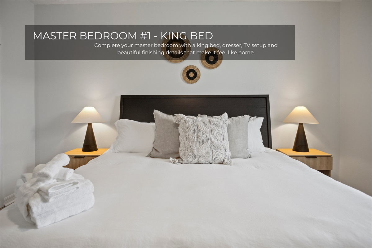 Enjoy restful nights and refreshing mornings in a master bedroom complete with a king bed and private bath.