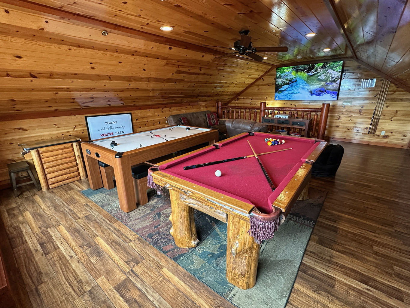 Game night, movie night, or chill night — this loft is made for fun at any age. From pool and arcade games to board games and toddler toys to cozy seating, there’s something here for everyone.