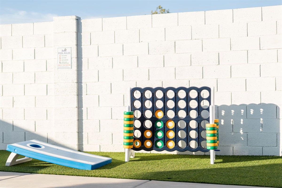 Challenge friends to giant Connect 4 or a round of cornhole for endless fun.