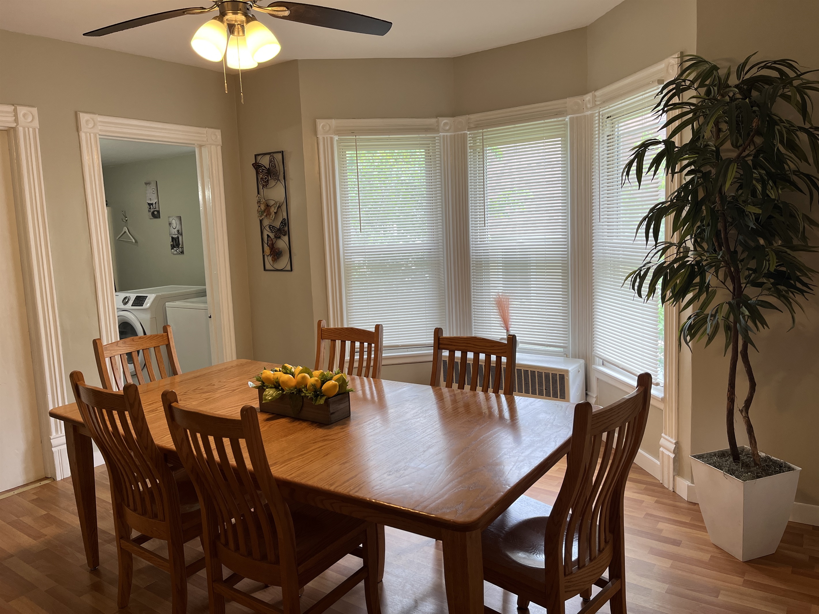 Dining room with bathroom/laundry beyond