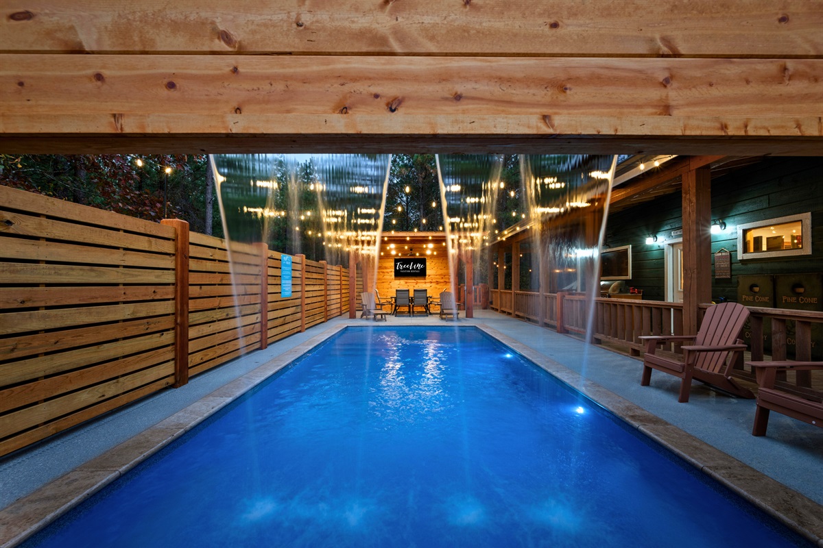 The pool lights make evenings feel extra magical here, giving you the perfect place for a relaxing nighttime swim.