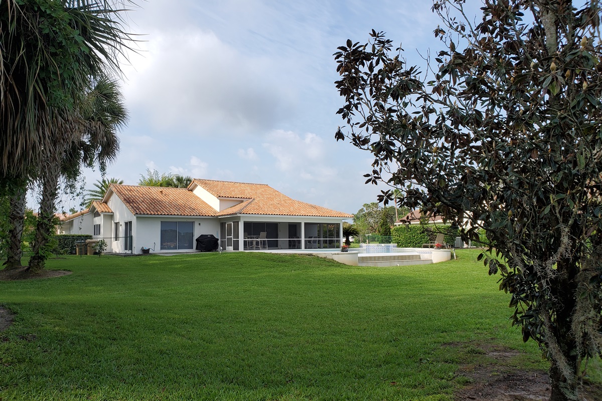 Large fenced in backyard