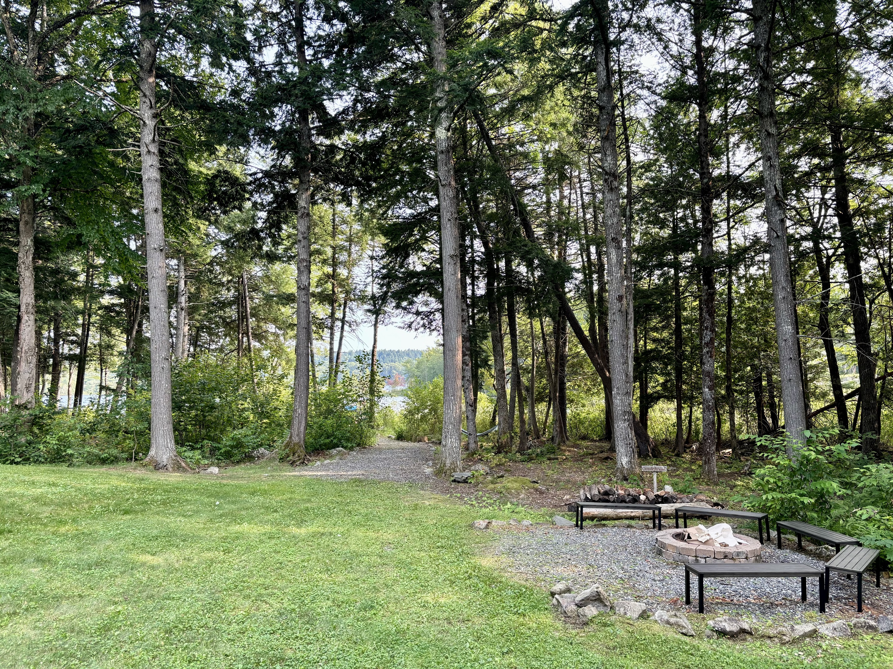 Outside fire pit area. Great place for s'mores and hanging out with family and friends overlooking the lake.
