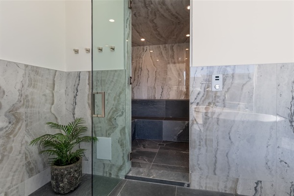 Steam room with seating for twelve