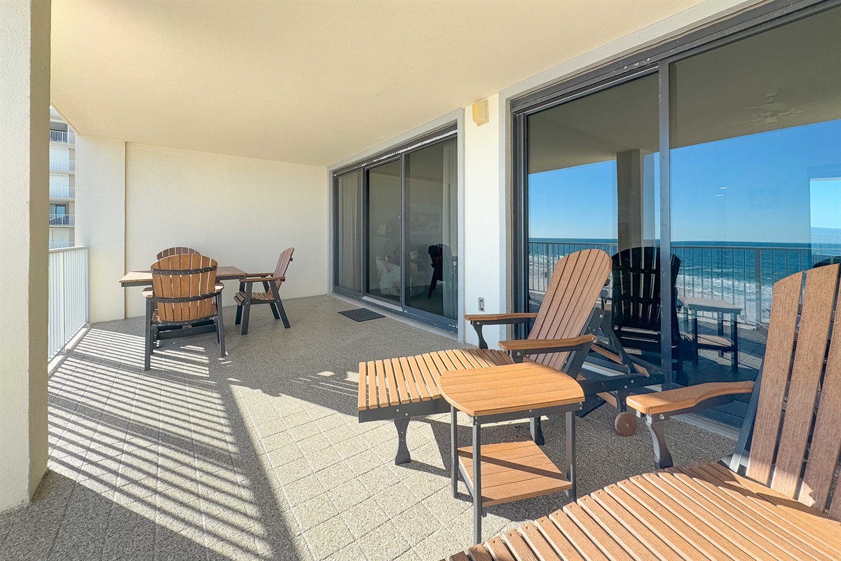 Your private oasis with an unparalleled view. Enjoy morning coffee or evening sunsets from this spacious balcony overlooking the pristine white sands and sparkling ocean.