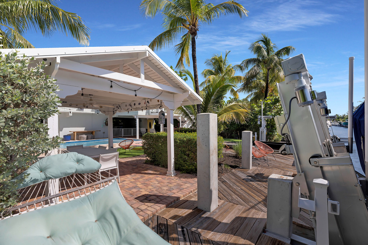 Dock, shaded gazebo and hammock