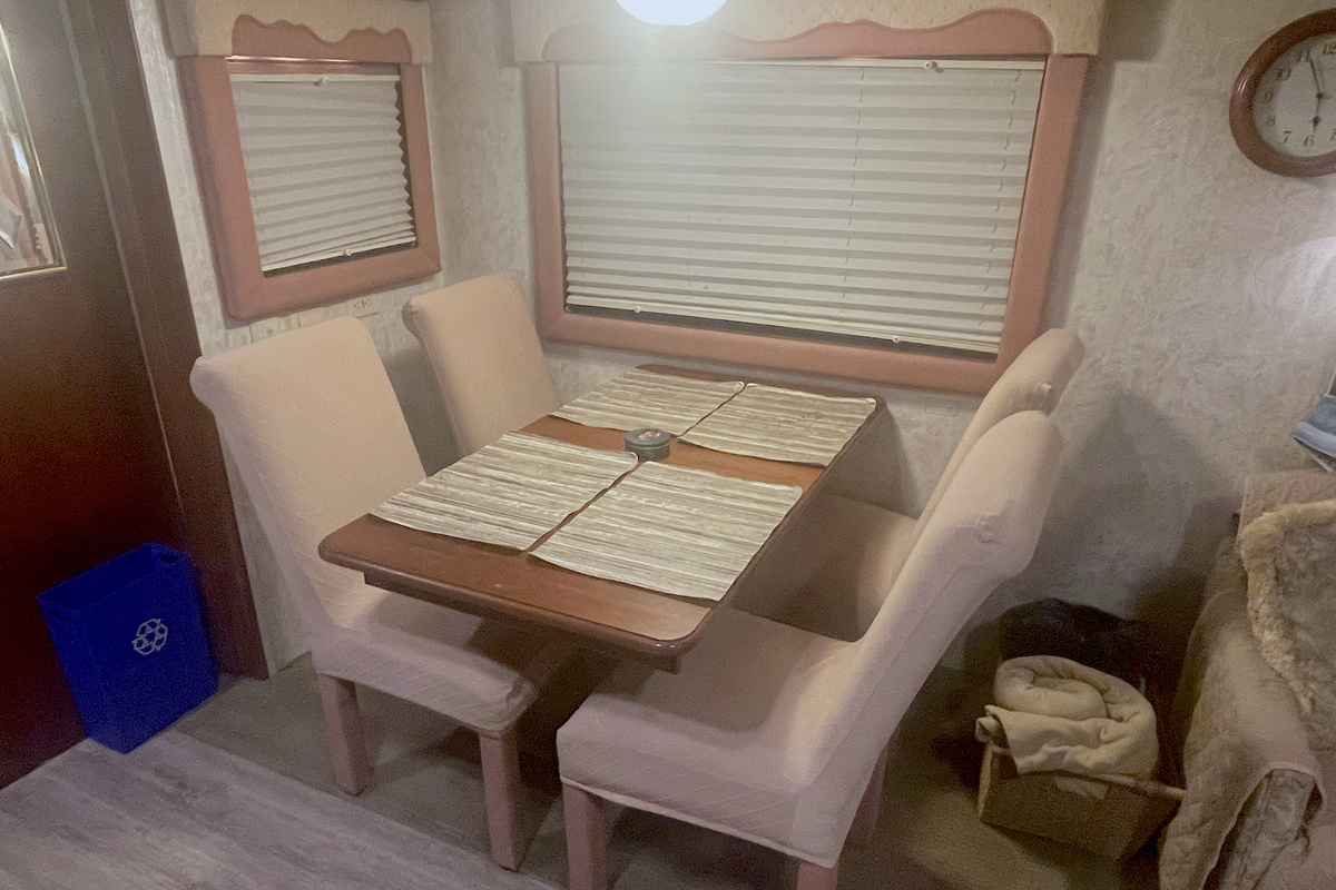 Dining table, with leaf.  Seating for four