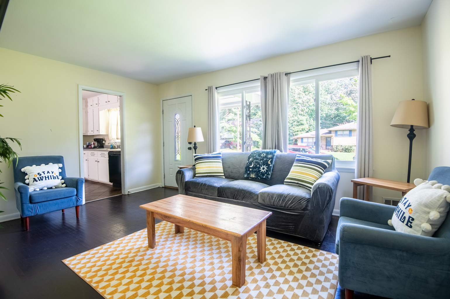 Kick off your shoes and settle into the living room after a day in the sun. Whether you've been exploring Birmingham or relaxing by the pool, this is the perfect place to recharge.