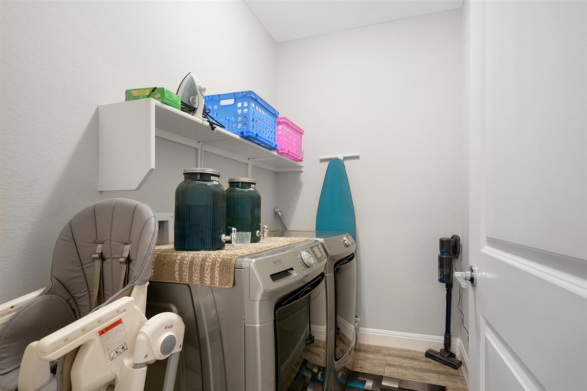 “Laundry made easy — clean, organized, and ready for your stay.”   (Functional meets thoughtful design)