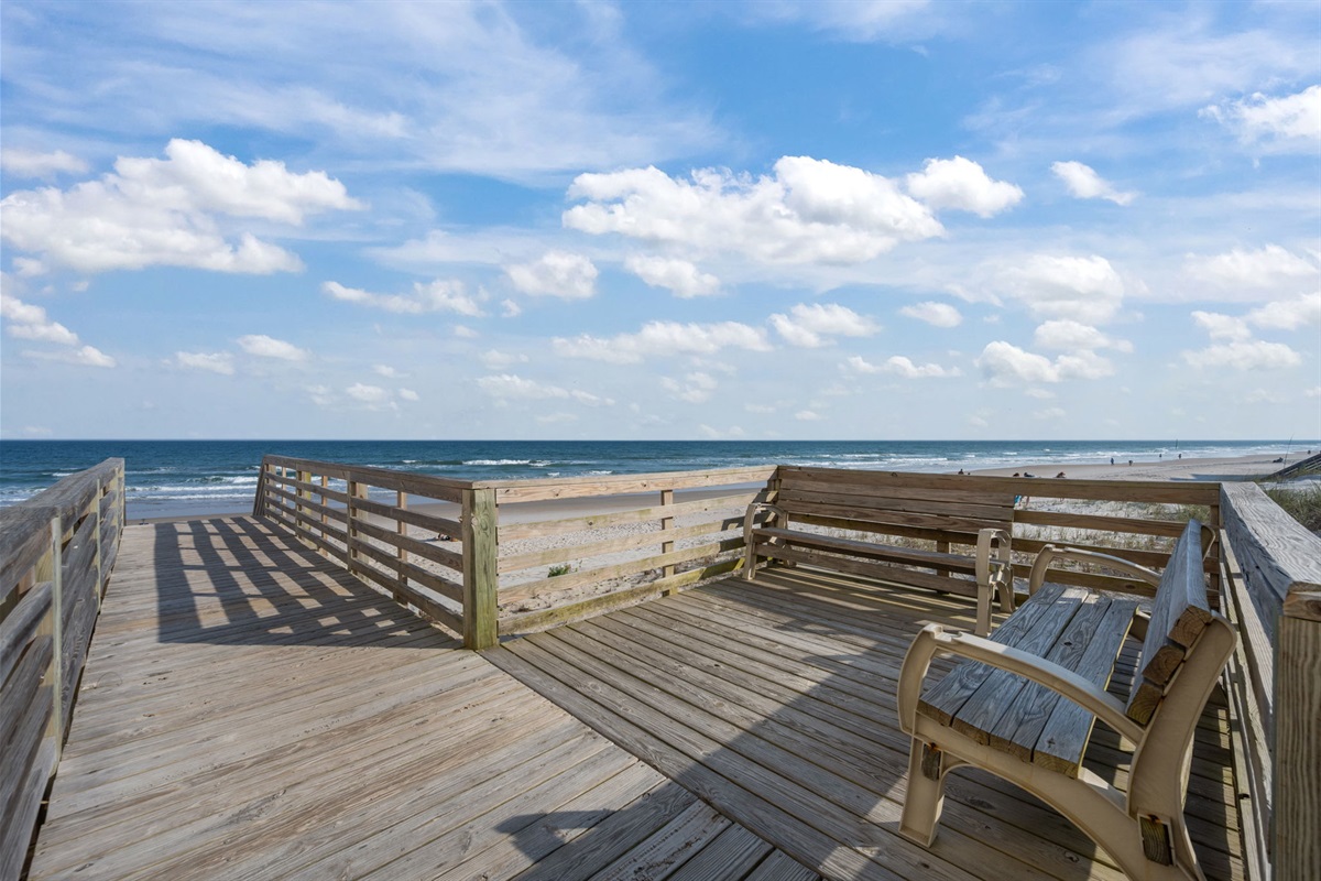 Relax on the oceanfront deck with seating and uninterrupted beach views