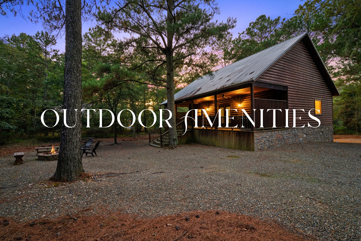Outdoor amenities include firepit, hot tub, and grill area.