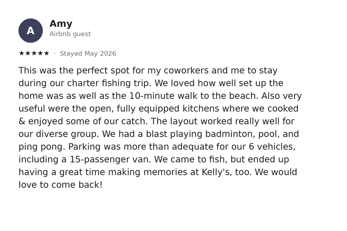 A real five-star guest review — Guest Favorite, 5.0 stars.